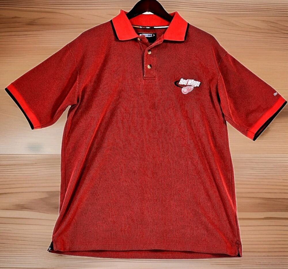 Detroit Red Wings Hockey Polo Men's Medium Red NHL The Coolest Game Shirt